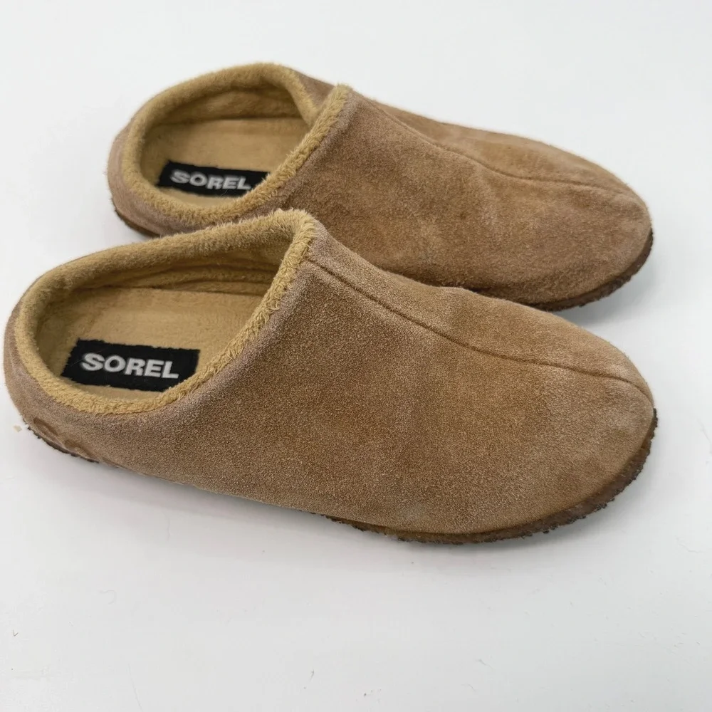 Sorel Suede Slipper Kids 3 Tan Cabincore Gorpcore Hygge Cozy Comfort